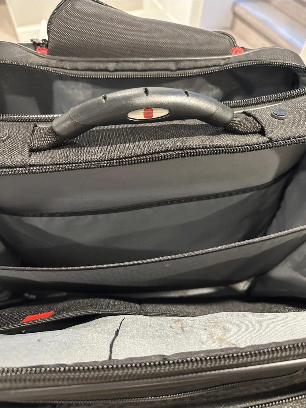Alpine Swiss Black Laptop Bag with Red Accents